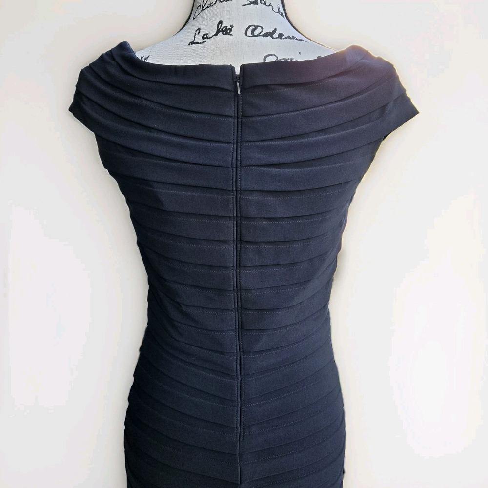 Tadashi Shoji Black Stretch Bandage Cocktail Party Dress Sz S‎ Sheath Gala Comfy - Picture 8 of 14